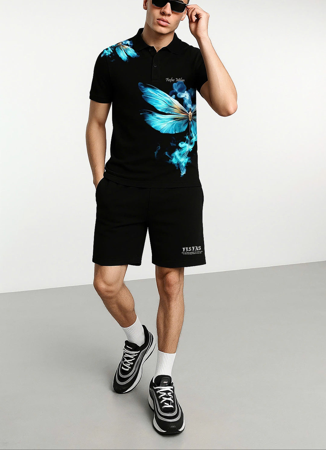 FesFas blue dragonfly-print Polo Set | Men | Black