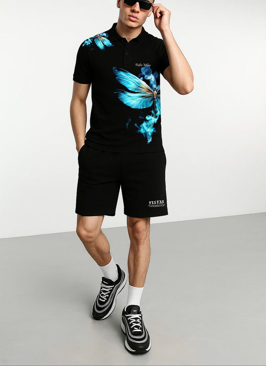 FesFas blue dragonfly-print Polo Set | Men | Black