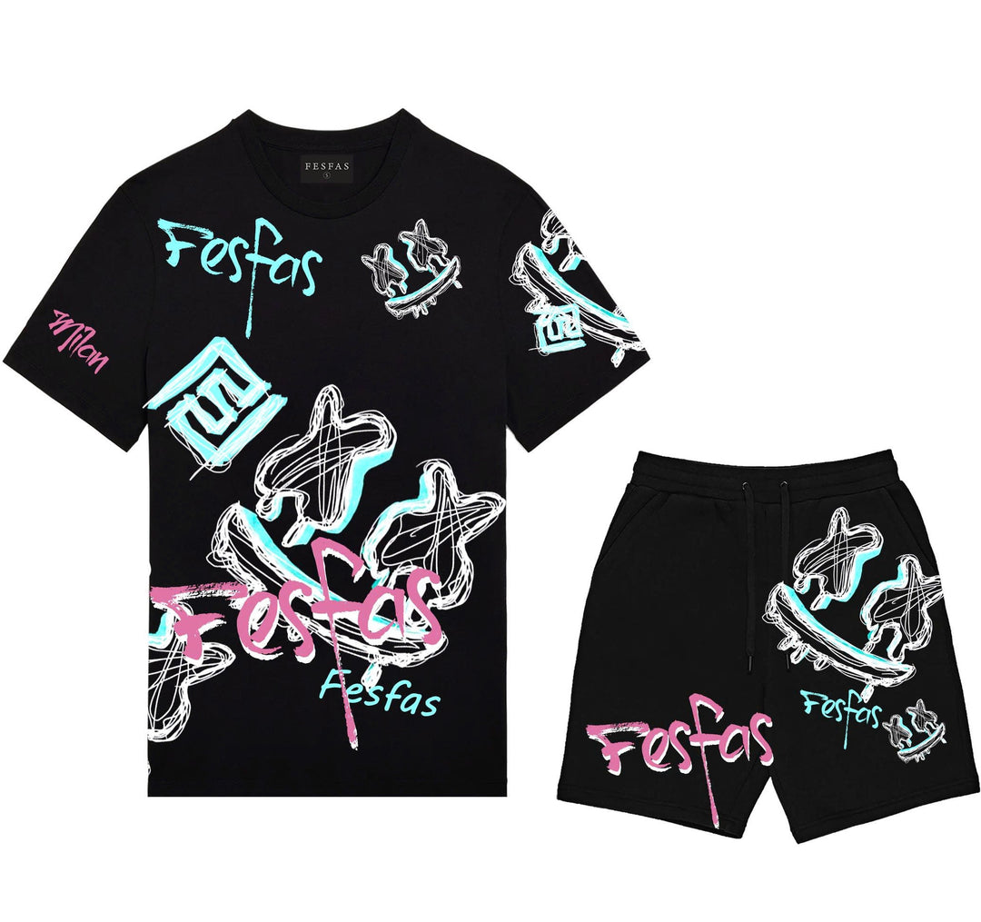 FesFas graphic-print T-shirt Set | Black | Men