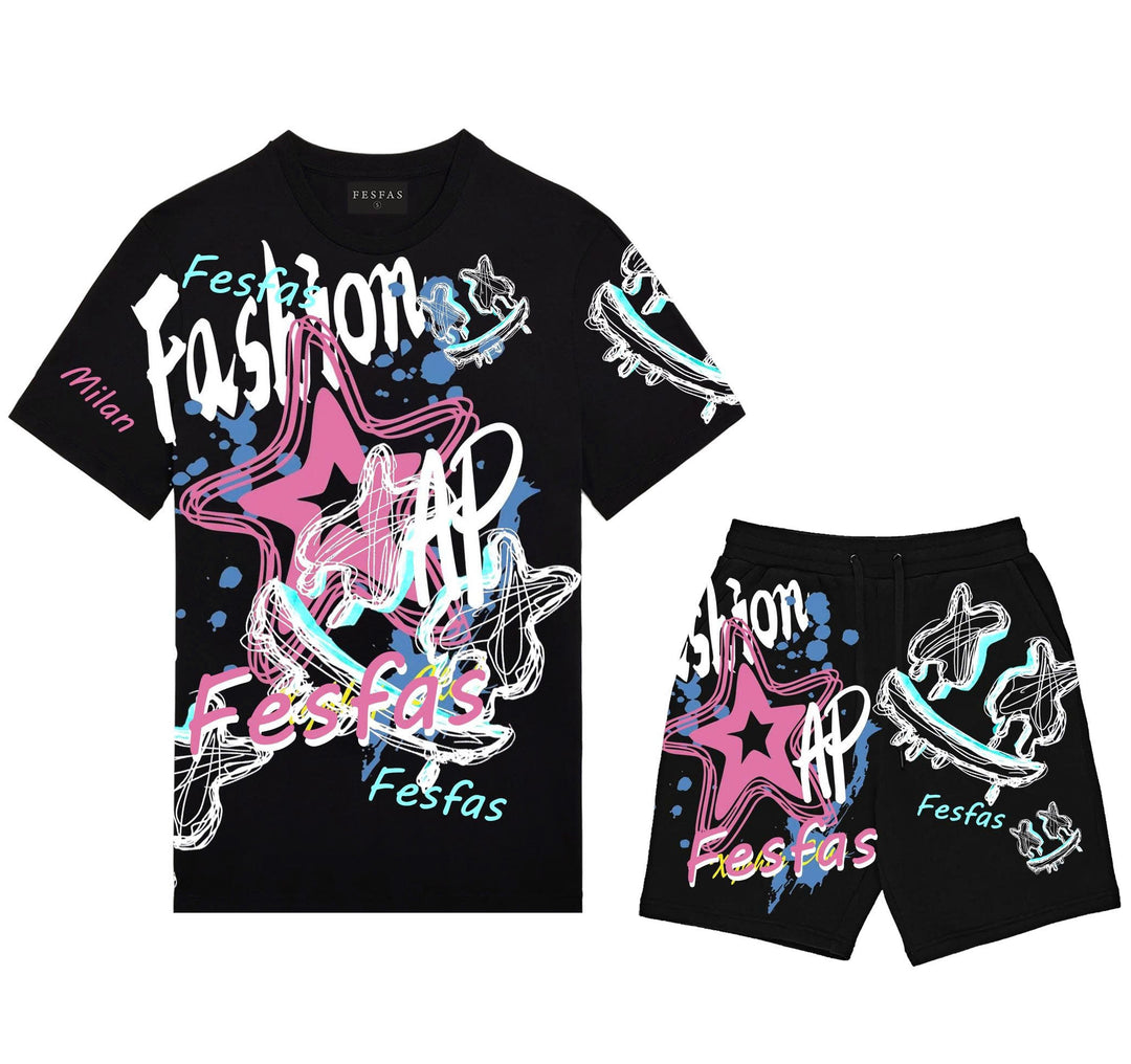 FesFas graphic-print T-shirt Set | Black | Men