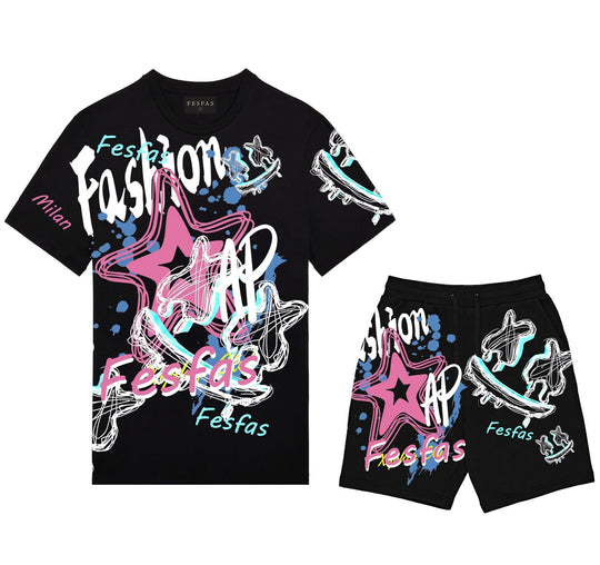 FesFas graphic-print T-shirt Set | Black | Men