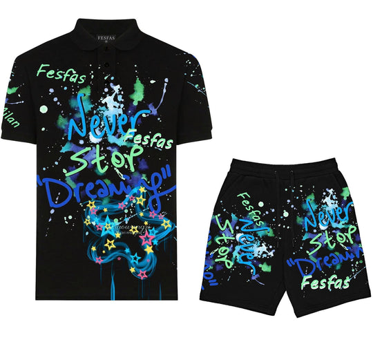 FesFas Hologram-print Polo Set | Men | Black