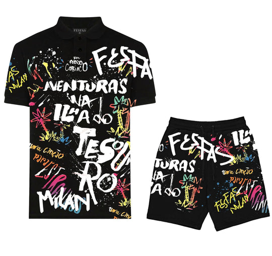 FesFas Hologram-print Polo Set | Men | Black