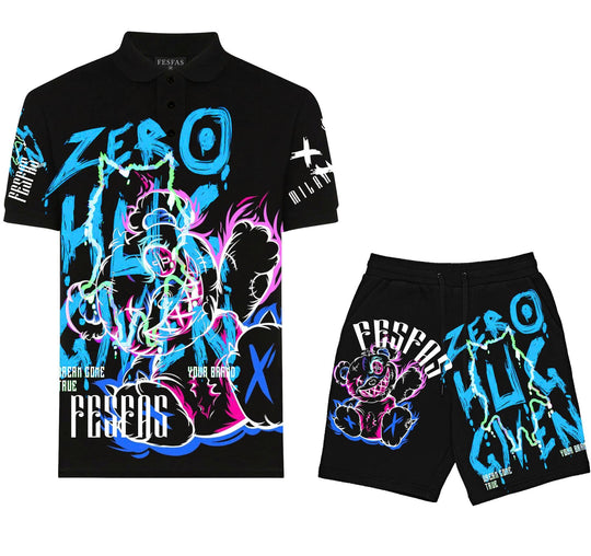 FesFas Hologram-print Polo Set | Men | Black