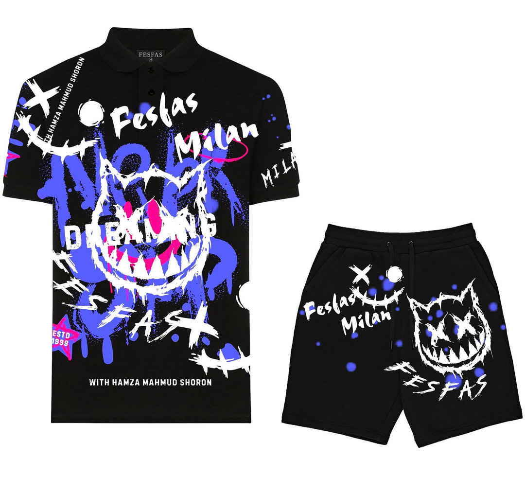 FesFas Hologram-print Polo Set | Men | Black