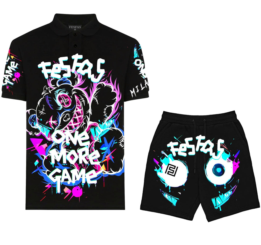 FesFas Hologram-print Polo Set | Men | Black