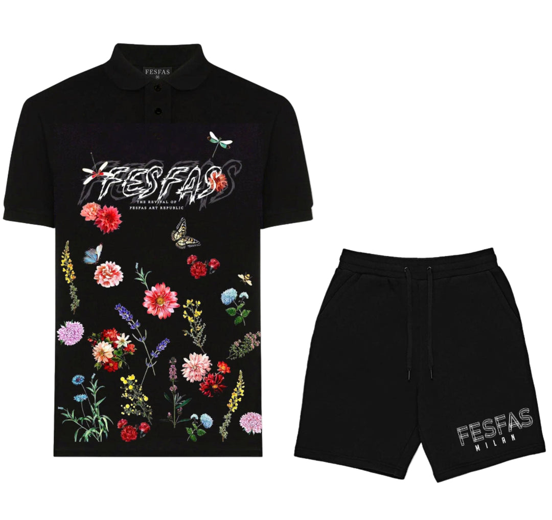 FesFas Floral-print Polo Shirt | Men | Black