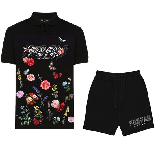 FesFas Floral-print Polo Shirt | Men | Black