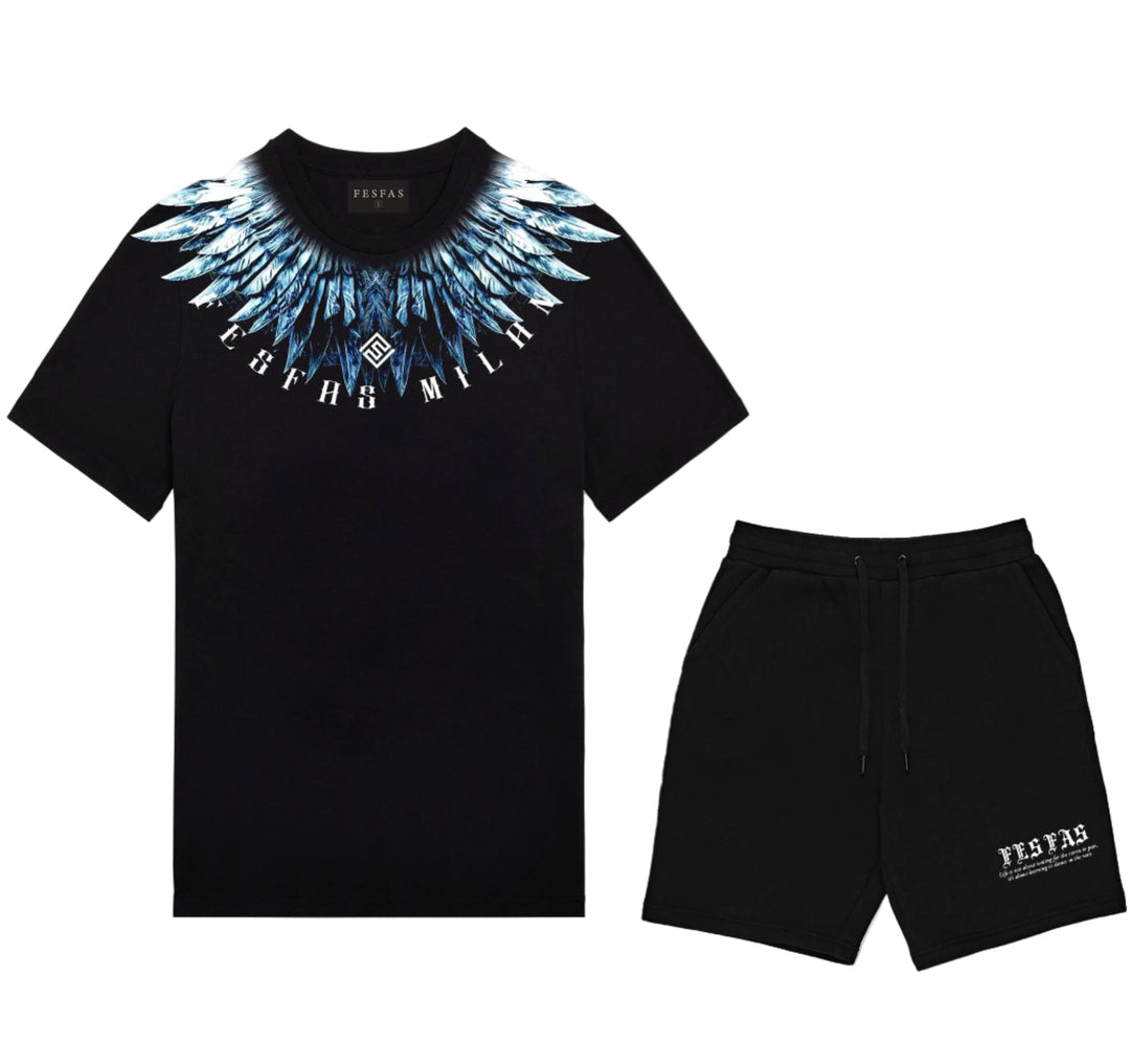 FesFas feathers-print T-shirt | Black | Men