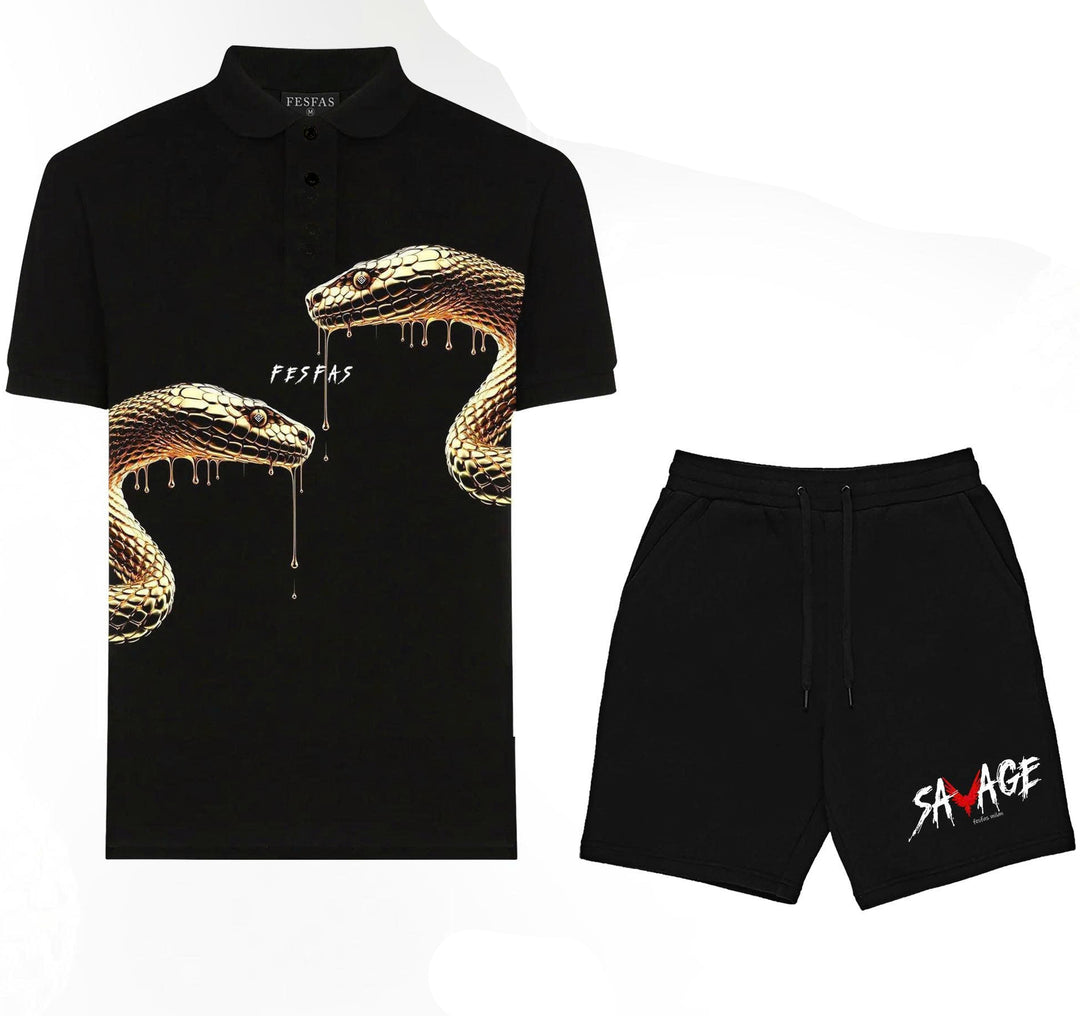 FesFas Snake-print Polo Shirt | Men | Black