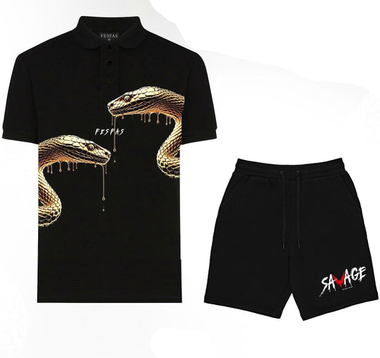 FesFas Snake-print Polo Shirt | Men | Black