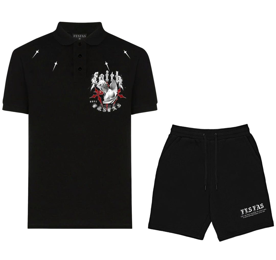 FesFas Angel-print Polo Shirt | Men | Black