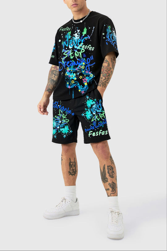 FesFas graphic-print T-shirt Set | Black | Men