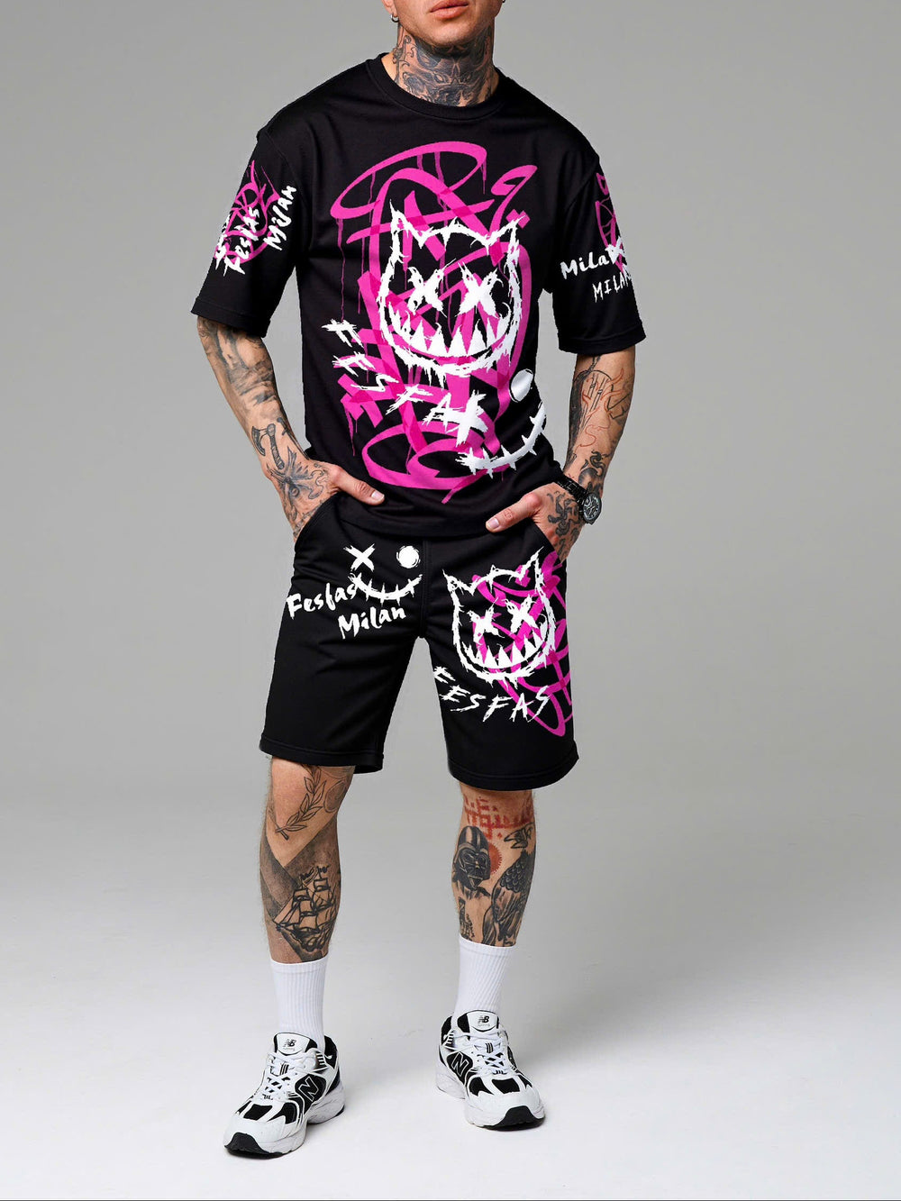 FesFas graphic-print T-shirt Set | Black | Men
