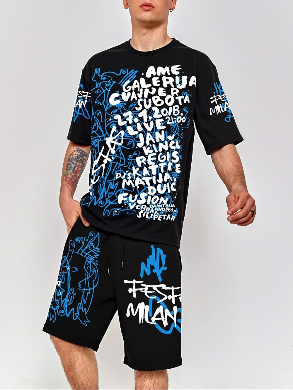 FesFas graphic-print T-shirt Set | Black | Men