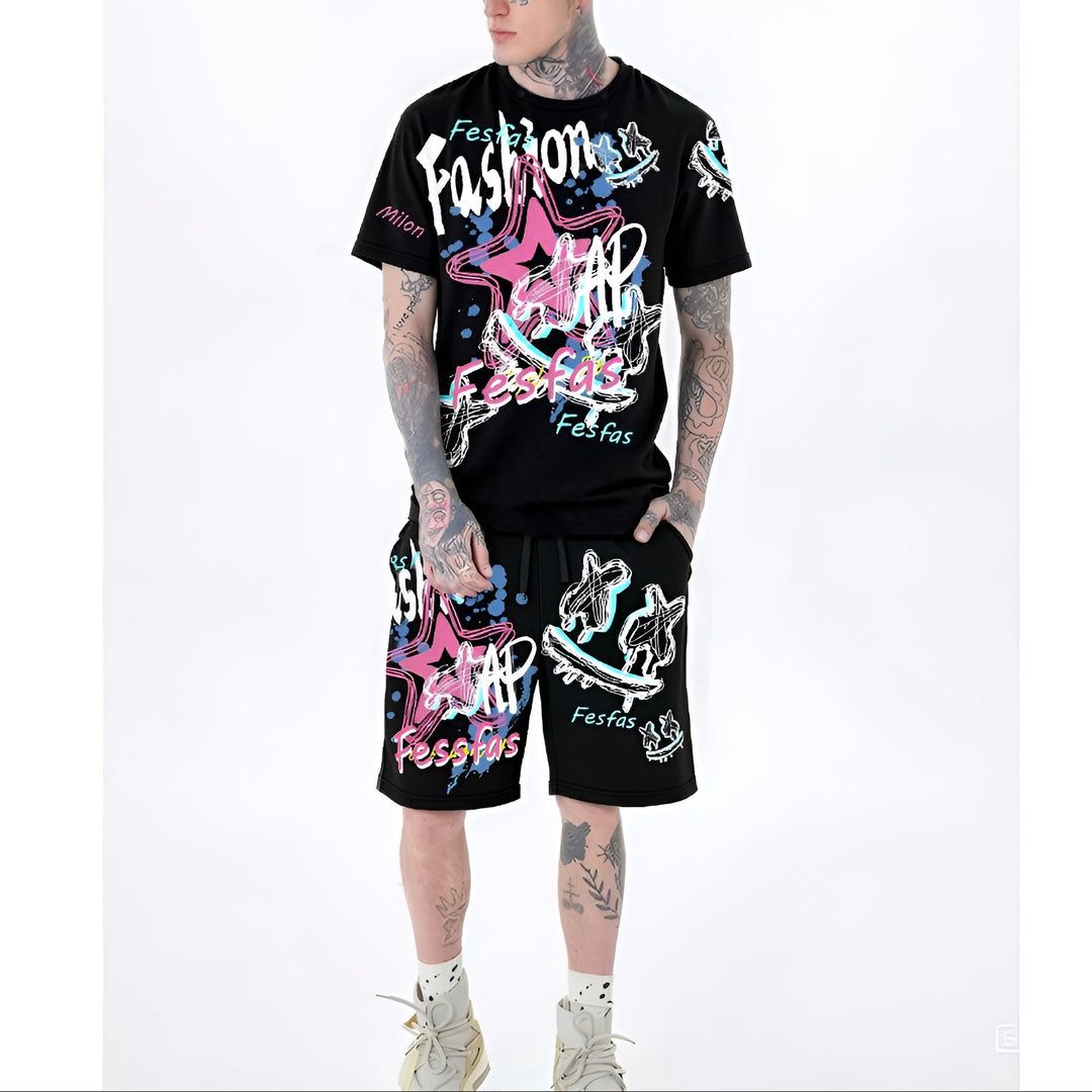 FesFas graphic-print T-shirt Set | Black | Men