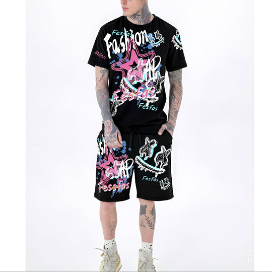 FesFas graphic-print T-shirt Set | Black | Men