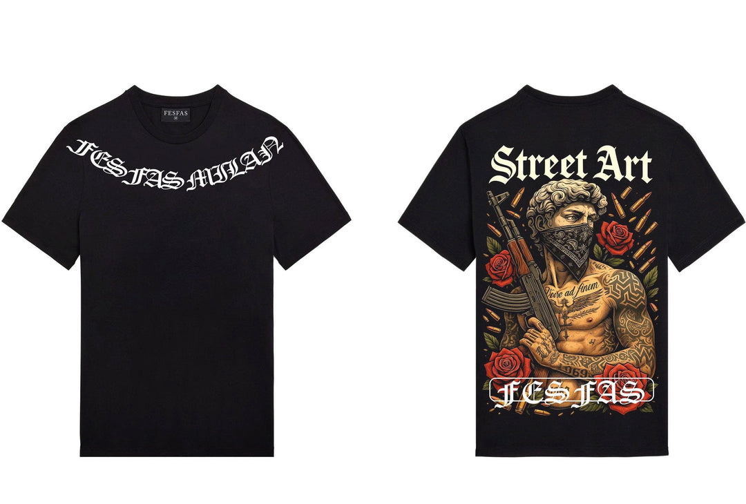 FesFas tattoos-print T-shirt | Black | Men