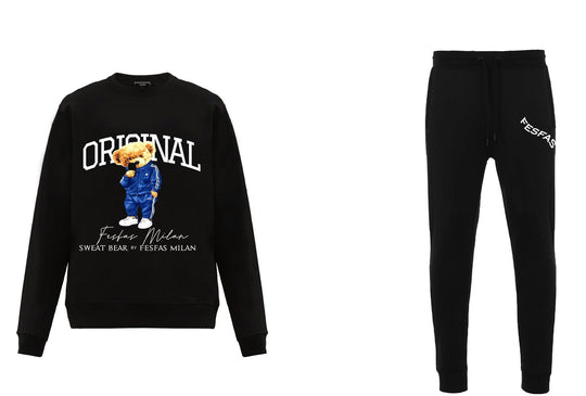 FesFas Bear-print Sweatshirt Set | Black | Men