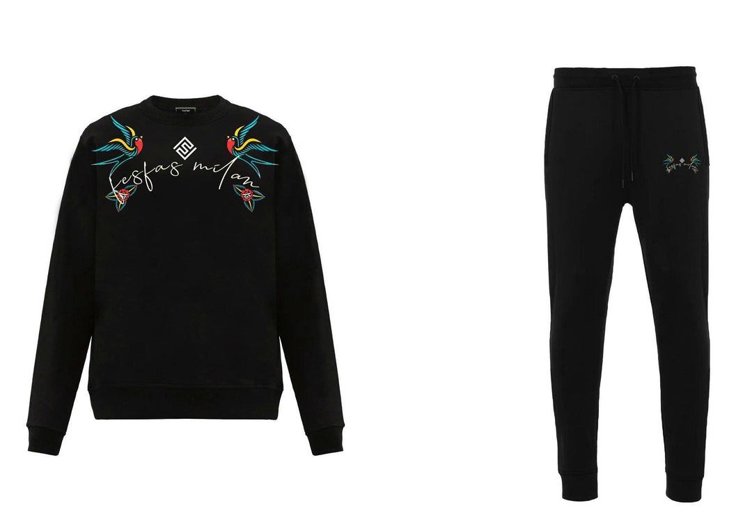 FesFas Graphic-print Sweatshirt Set | Black | Men
