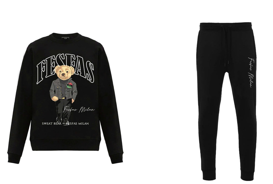 FesFas Bear-print Sweatshirt Set | Black | Men