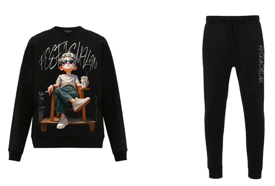 FesFas Boy-print Sweatshirt Set | Black | Men