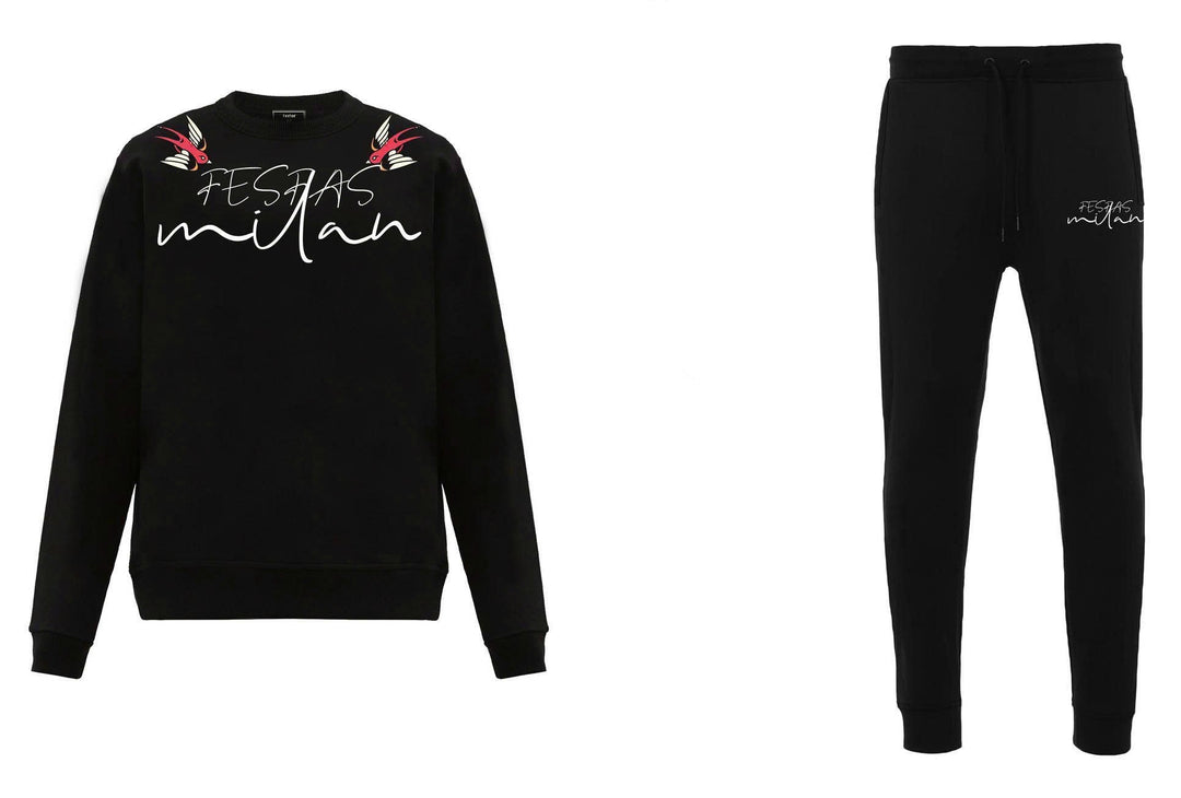 FesFas Graphic-print Sweatshirt Set | Black | Men