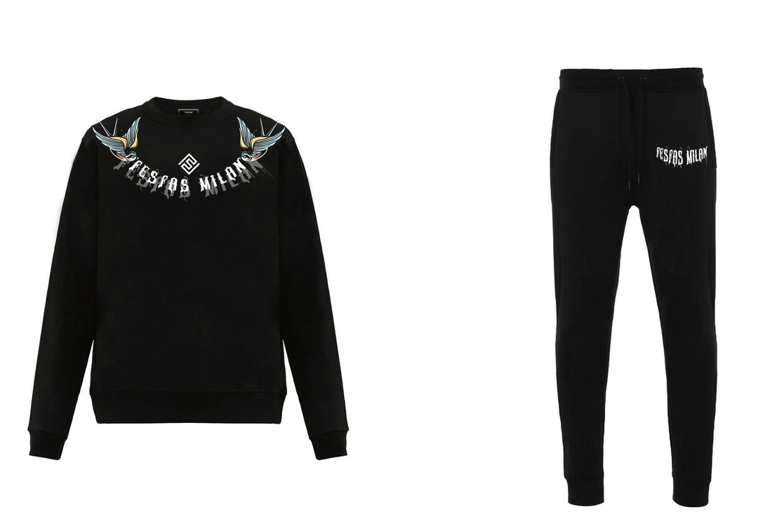 FesFas Graphic-print Sweatshirt Set | Black | Men