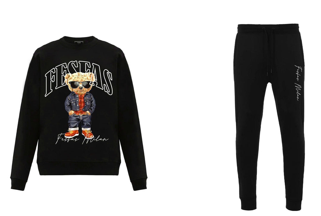 FesFas Bear-print Sweatshirt Set | Black | Men
