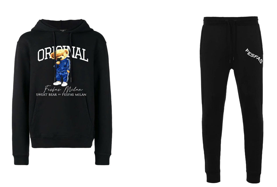 FesFas Bear-print Hoodie Set | Black | Men