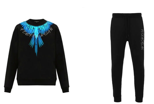 FesFas Feathers-print Sweatshirt Set | Black | Men