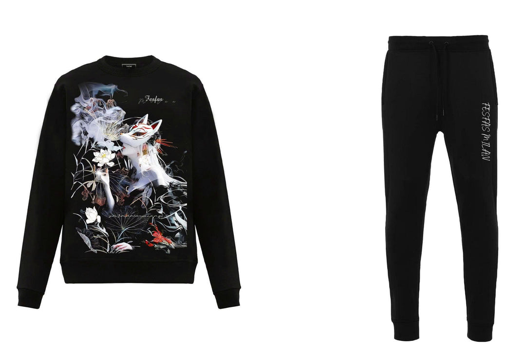 FesFas Tattoo-print Sweatshirt Set | Black | Men
