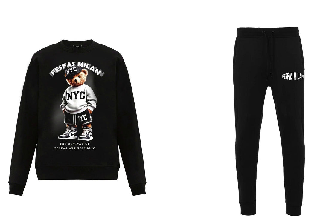 FesFas Bear-print Sweatshirt Set | Black | Men
