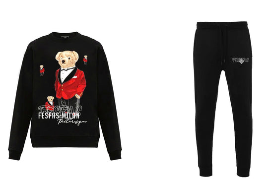 FesFas Bear-print Sweatshirt Set | Black | Men