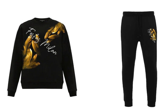 FesFas Feathers-print Sweatshirt Set | Black | Men