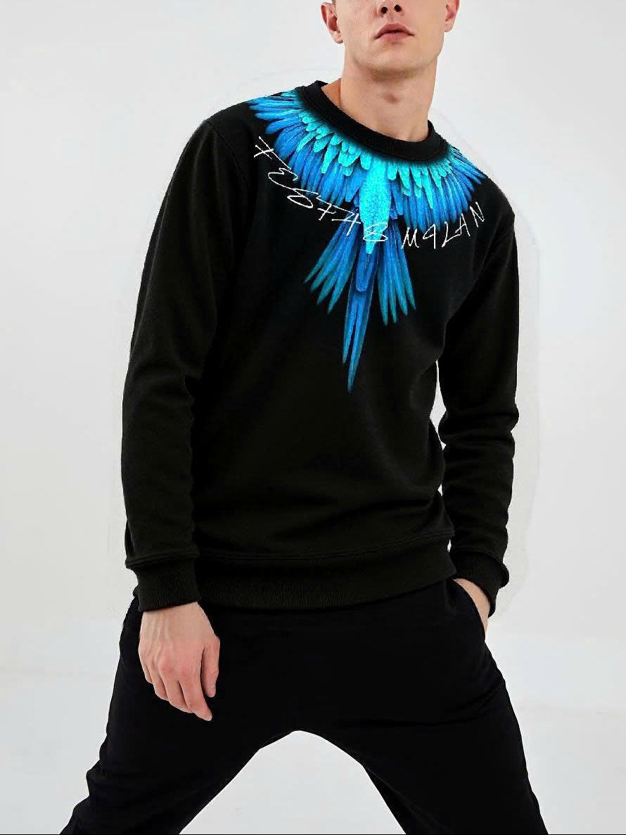 FesFas Feathers-print Sweatshirt Set | Black | Men