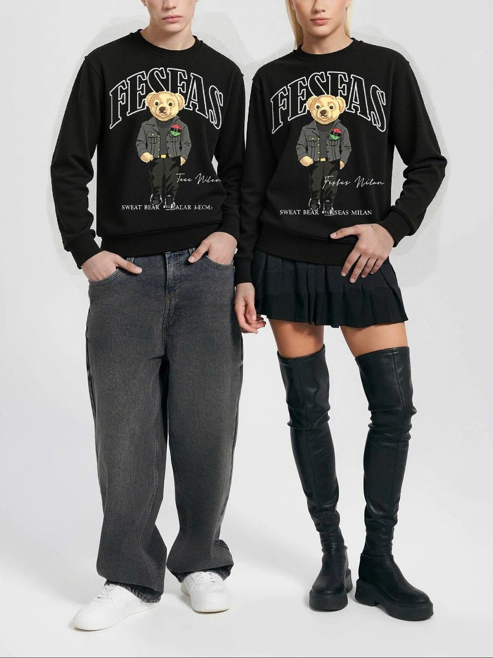 FesFas Bear-print Sweatshirt Set | Black | Men