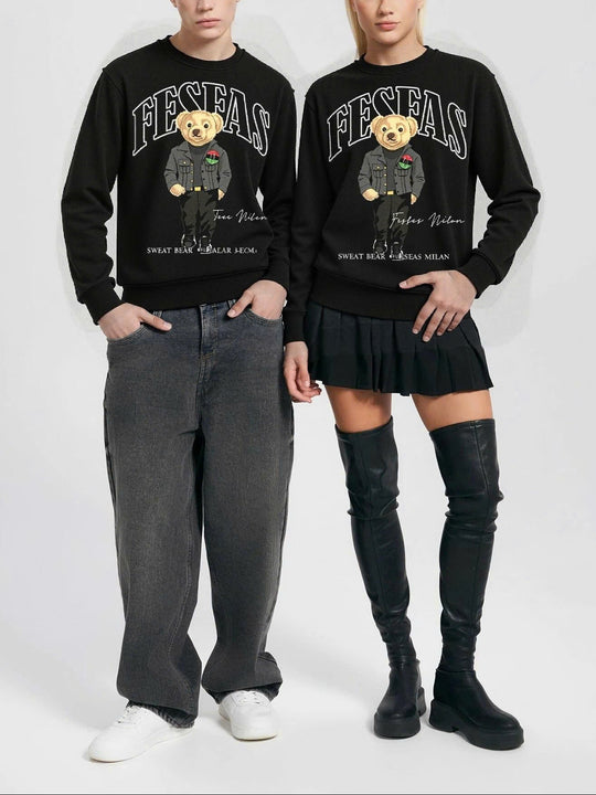 FesFas Bear-print Sweatshirt Set | Black | Men