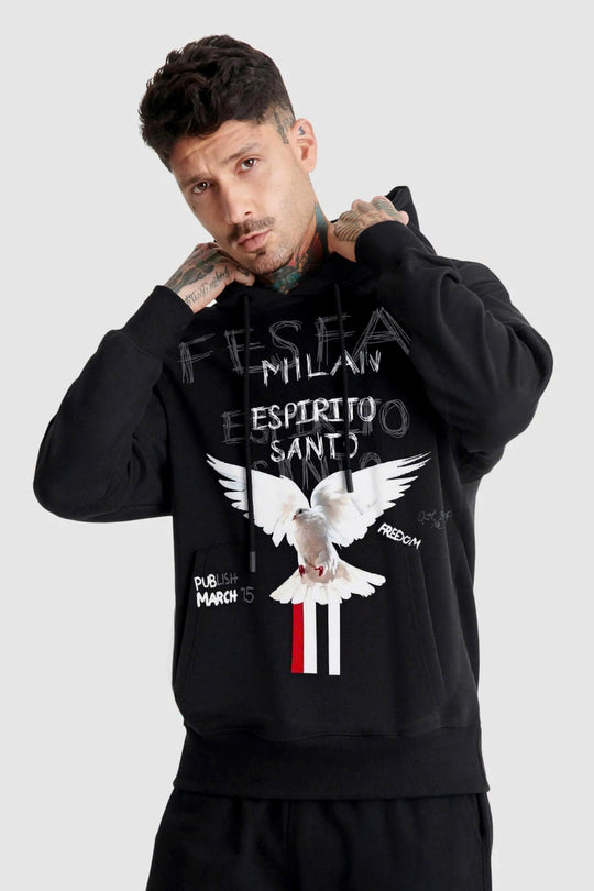 FesFas dove-print Hoodie | Black | Men