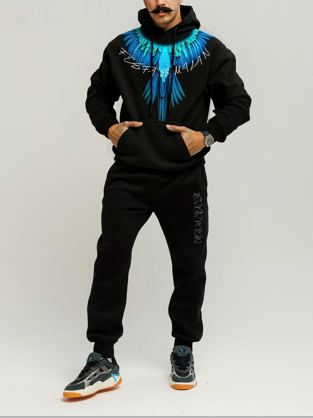 FesFas Wings-print Hoodie Set | Black | Men