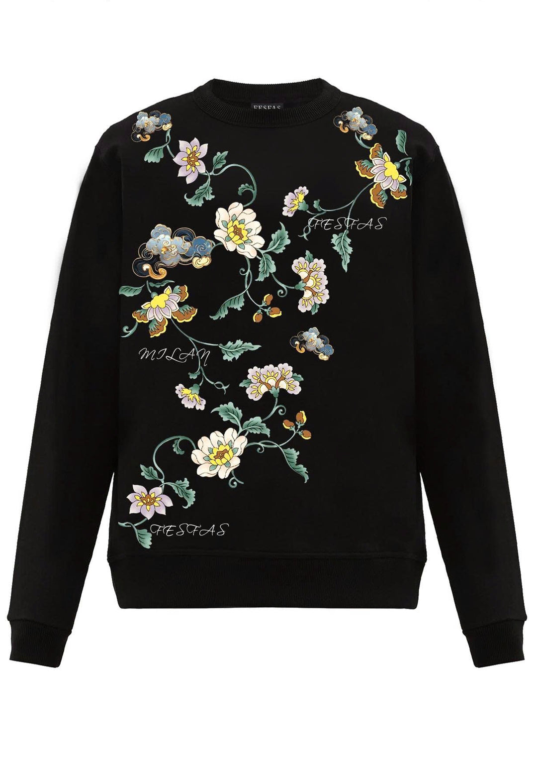 FesFas Flower-print Sweatshirt | Black | Men