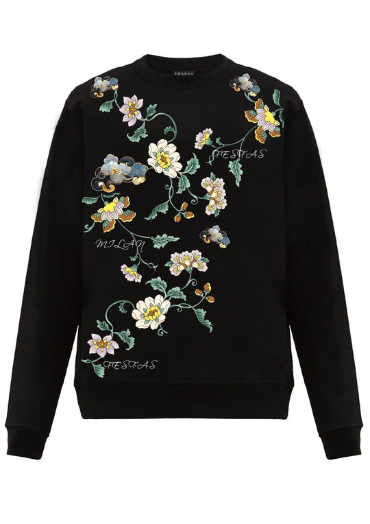 FesFas Flower-print Sweatshirt | Black | Men