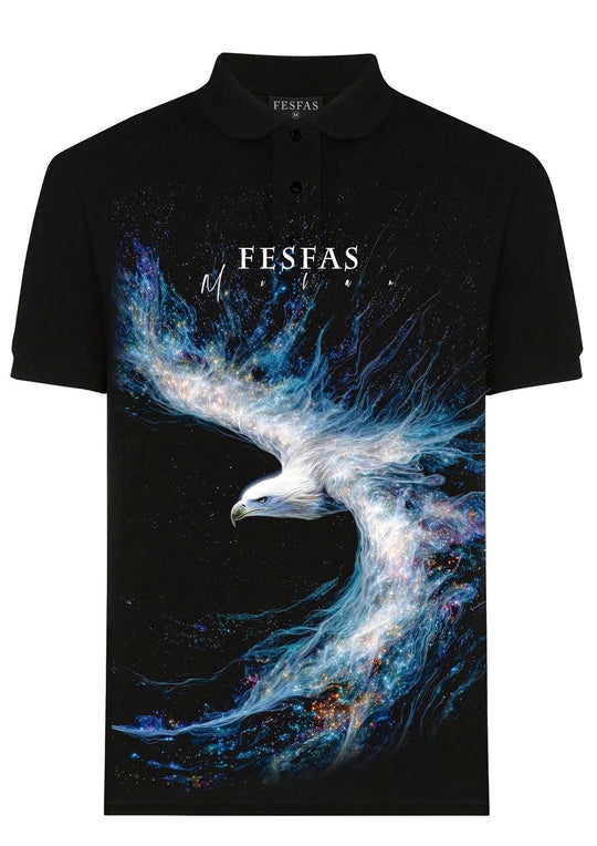 FesFas blue eagle-print Polo Shirt | Men | Black