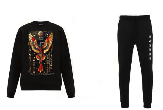 FesFas Eagle-print Sweatshirt Set | Black | Men