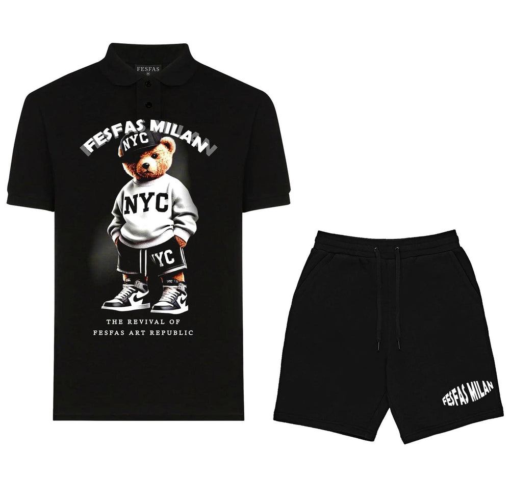 FesFas sport bear-print Polo Set