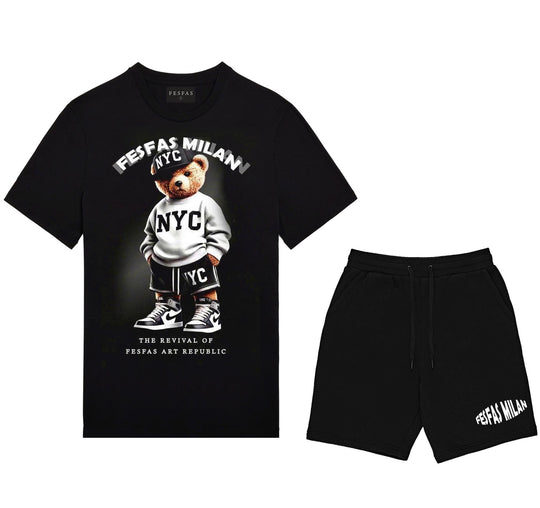 FesFas Bear-print T-shirt | Black | Men