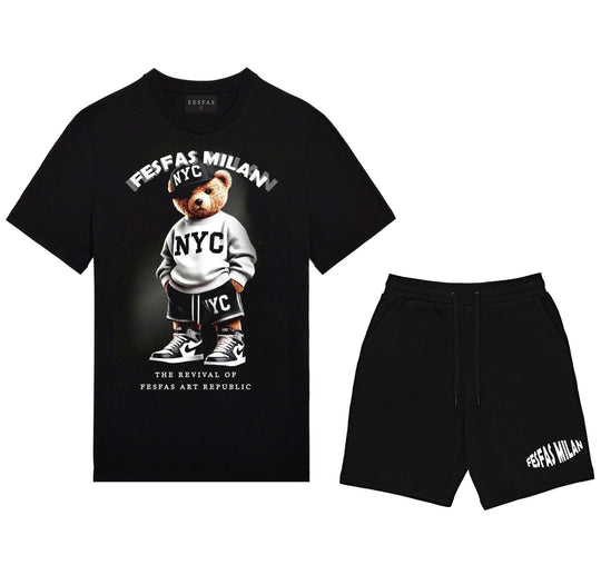 FesFas sport bear-print T-shirt Set | Black | Men