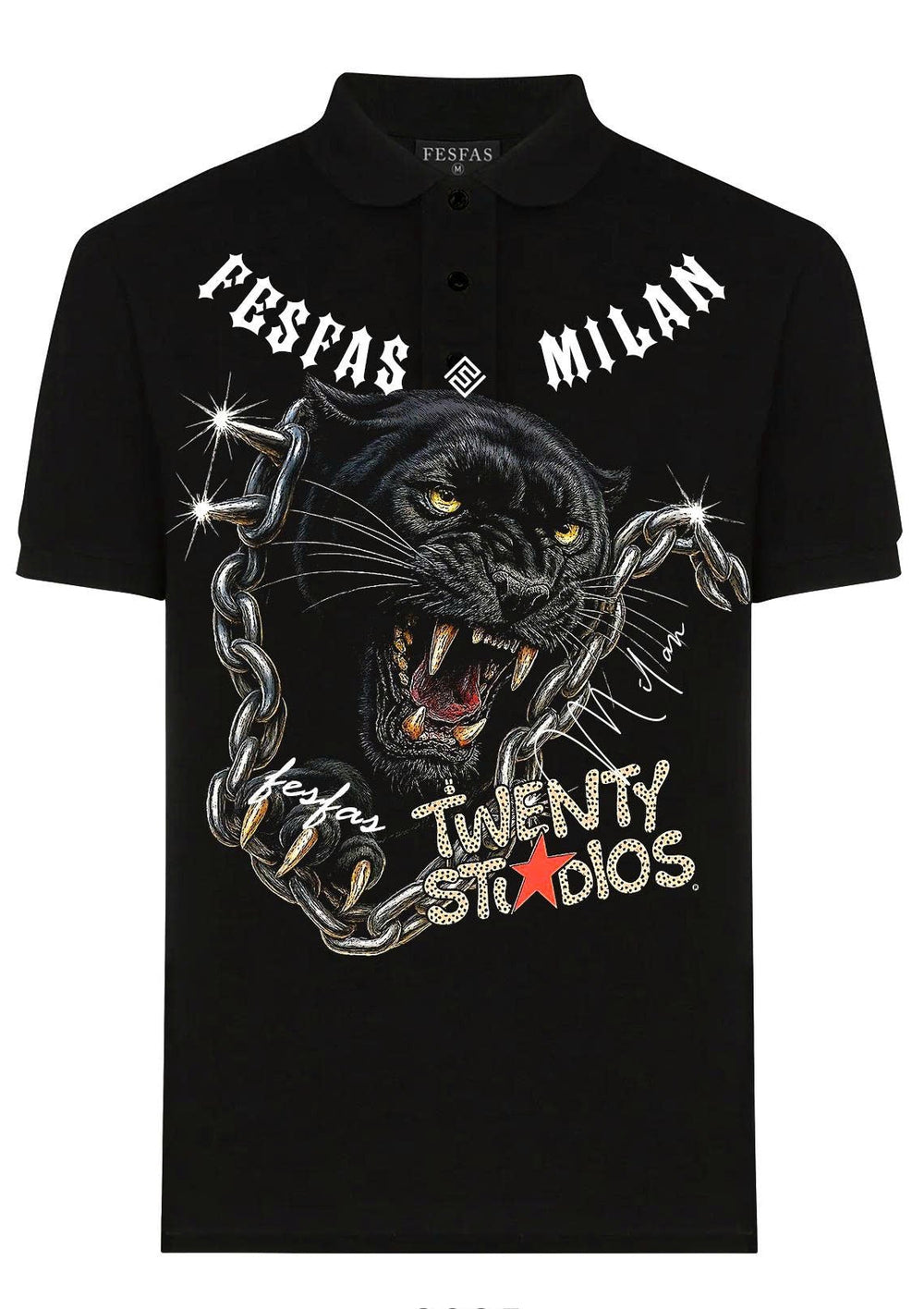 FesFas chains panther-print Polo Shirt