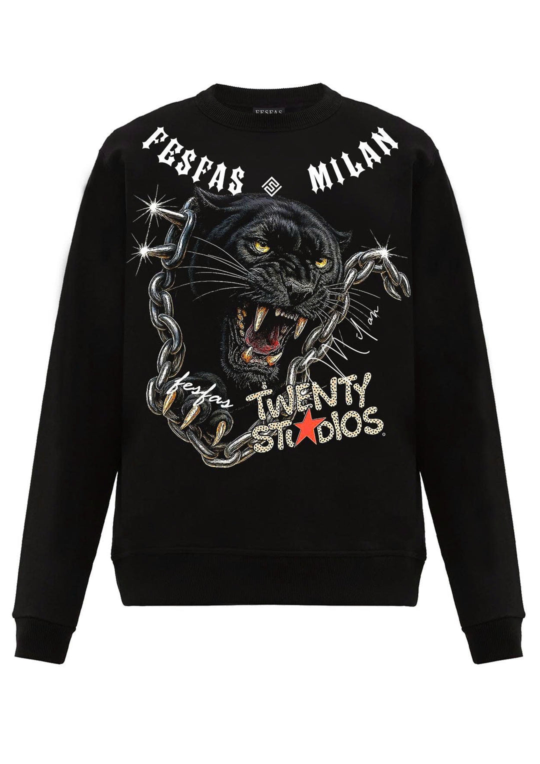 FesFas chains panther-print Sweatshirt | Black | Men