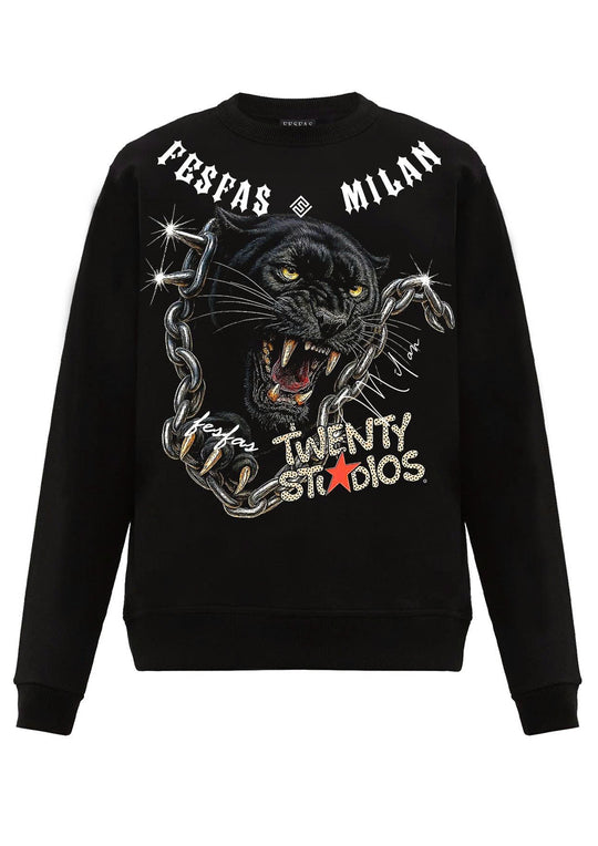 FesFas chains panther-print Sweatshirt | Black | Men